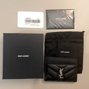 Authentic YSL loulou cardholder (black, smooth leather, silver hardware)
